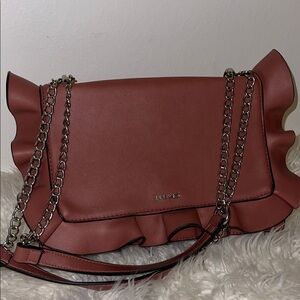Nine West Ruffled Mauve Shoulder Bag